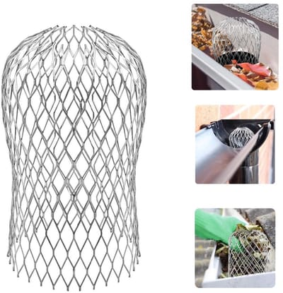 Afvoerzeef - gootsteenzeef - afvoerbagger - buisbeschermer - dakgootuitlaatzeef - dakgootafvoer pijpafdekking - voor koming van het binnendringen van mos, vuil, modder en gruis (8*15cm - zilver)