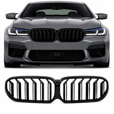 Grill Nieren Geschikt voor BMW 5-Serie G30 G31 Facelift (2020-2023) – Hoogglans Zwart Dubbele Spijlen