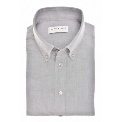 John Miller Overhemd Faux-Uni Oxford Button-Down Licht Grijs / male