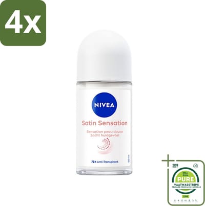 NIVEA - Deodorant Roller - Zachte Aanzet - 72 Uur Anti-Transpirant - 50 ml - Voordeelverpakking - 4 stuks - NIVEA deodorant - Deodorant roller