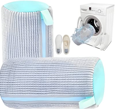 Schoenenwaszakken, 2 Stuks, Herbruikbare Waszakken voor Wasmachine met Ritssluiting, Grijs - Beschermt Sneakers en Hardloopschoenen Tijdens Het Wassen