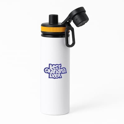 Hacebo® - best granpa ever waterfles met draaidop oranje - Opa - opa - cadeautje - kado - beste ooit - water fles - 850ML