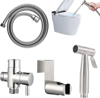 Bidetdouche Set - Persoonlijke Douche - Hygiënisch Thuis - Instelbare Druk - 1.5 Meter Slang - Zilverkleurig