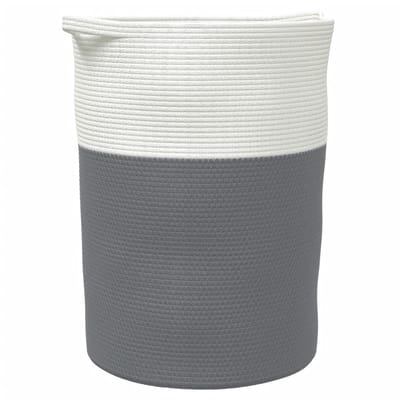 vidaXL - Opbergmand - Ø - 49x65 - cm - katoen - grijs - en - wit