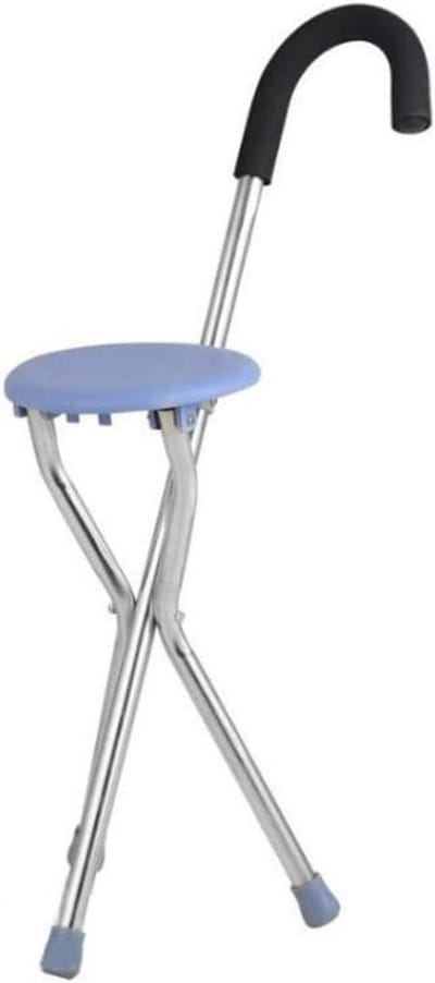 Zitstok - Wandelstok Stoel - Ondersteuning bij Lopen - Drie Poot Stabiliteit - 75 cm Hoog - Zwart