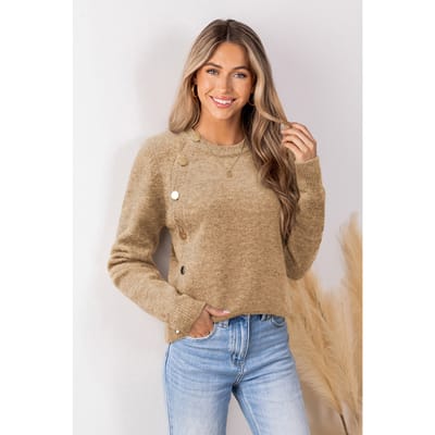 Herfstmistbruin gebreide top