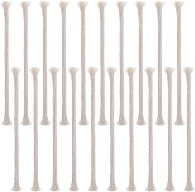 Dailygoods - 20 stuks 6 mm lont voor olielampen vervangende lont, ronde katoenen lonten voor olielampen, gevlochten katoenen vervangingslont voor fakkels, alcoholkaarsbrander, petroleumlamp, olielantaarn