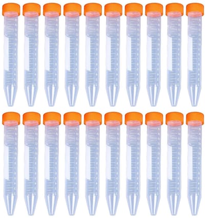 Centrifugebuizen 15 ml, Set van 20, Conische Testbuizen met Schroefdop, Gegradueerde Monsters voor Laboratorium en Chemisch Gebruik