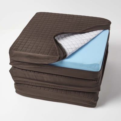 Homescapes velours zitkussenhoes bruin voor 3-zits bankkussens, 150x50x10 cm