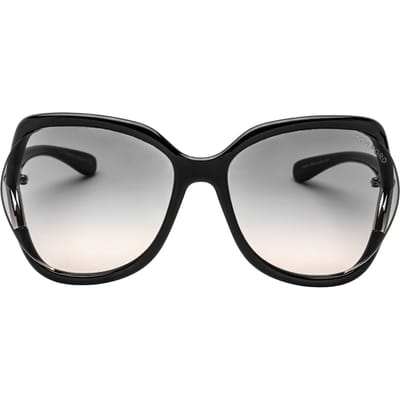 Tom Ford Square dames glanzende zwarte rook grijze gradiënt zonnebril