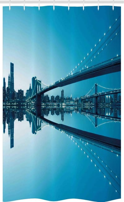 ABAKUHAUS New York – Douchegordijn – 120x180 cm – Blauw/Wit Stof