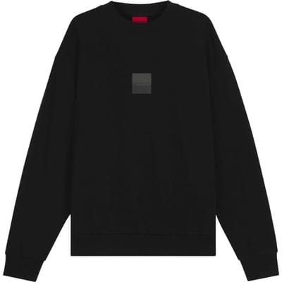 Hugo Heren-sweatshirt met logo en verlaagde schouders, normale pasvorm (Zwart)