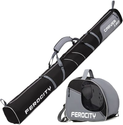 FEROCITY - Ski- en skischoenhoes - voor één paar ski's - Bescherming voor winteruitrusting - Grijs / Zwart