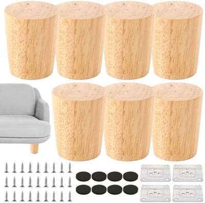 Dailygoods- Meubelpoten 6 cm - Eiken Houten Poten - Set van 8 Stuks
