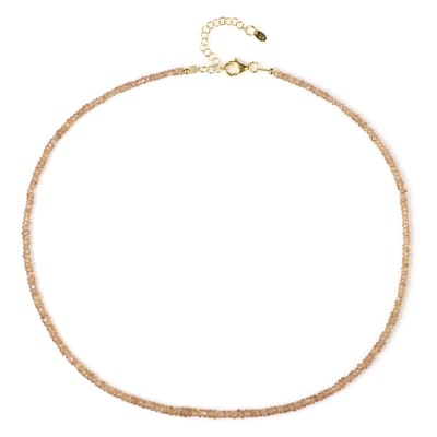 Cavill - 925 Zilver Verguld Halsketting - 52,925 ct Champagne Zirkonia - Facetten Kralen - Verstelbaar 45-50 cm - Elegant