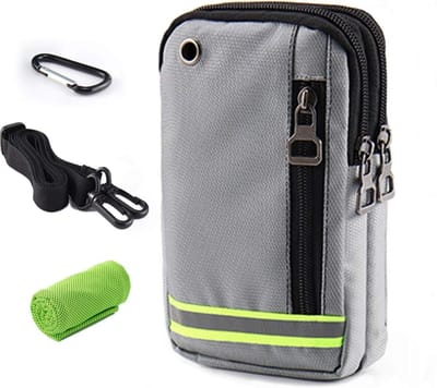 Waterdichte Heuptas met Ritssluiting voor Sport en Reizen - Crossbody Schoudertas voor Mobiele Telefoon, Portemonnee en Paspoort met Karabijnhaak