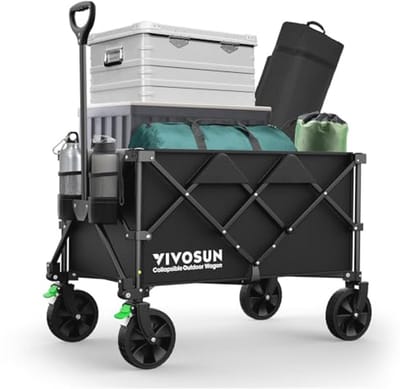 Opvouwbare Wagon voor Buitenactiviteiten - Perfect voor Camping en Tuinieren - Verstelbaar Handvat en Universele Wielen