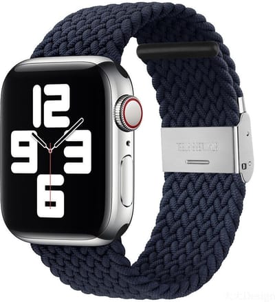 Strap-it nylon smartwatch bandje - geschikt voor Apple Watch Series 1/2/3/4/5/6/7/8/9/10/11/SE/SE2/SE3 - charcoal - gevlochten bandje geschikt voor iWatch - maat: 38 / 40 / 41 / 42mm