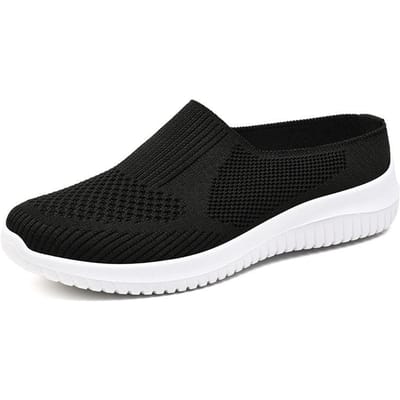 Schoenen Dames Nieuwe Grote Maat Stoffen Schoenen Dames Schoenen Ademende Vliegweefselschoenen Dames Zachte Zool Casual Moederschoenen 41 black