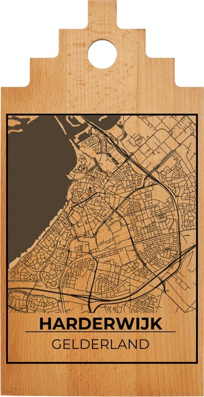 JM Woods - Borrelplank - Serveerplank - Hapjesplank - Kaasplank - Plattegrond - HARDERWIJK - Gepersonaliseerd - Cadeau tip!