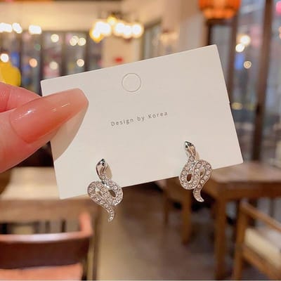 Volledig Kristal Strass Slang Stud Oorbellen Voor Vrouwen Statement Unieke Bruiloft Sieraden Brincos Pendientes gray