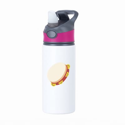 Hacebo® - Tamboerijn waterfles met rietje roze - Drum - Tamboerijn spelers - Muzikant - slaginstrument - trommel - water fles - 650ML