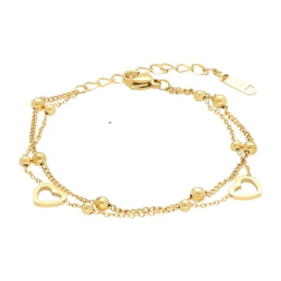 La Rosa Princesa Stainless Steel Armband Dames Goudkleurig Verguld Hartjes - Liefde om je Pols – Verstelbaar – Minimalistische Sieraden