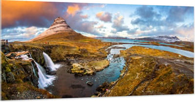 Acrylglas - Kirkjuffel Berg in Landschap van IJsland - 200x100 cm Foto op Acrylglas (Wanddecoratie op Acrylaat)