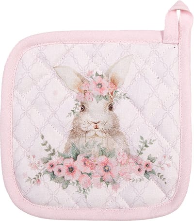 Clayre & Eef Kind Pannenlap 16x16 cm Roze Katoen Konijn