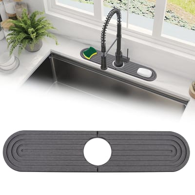 Afdruipmat kiezelgoer, afdruipmat gootsteen voor kranen, 45 x 10 cm waterkraan spatbescherming, waterkraanmat voor keuken, Stone Drying Mat voor keuken en badkamer Countertop Protection