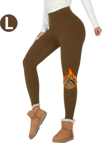 Bovista Gevoerde Panty - Legging - Hoge Taille - Winter Panty - Fleece panty - Thermo Panty - Warme Panty - Elastisch - Koffie Maat L