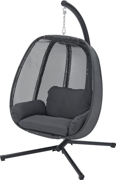 Hangstoel Deluxe Cole - Met Standaard en Kussens - Donkergrijs - Luxe Design