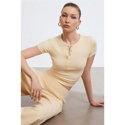 Slim Fit Crop Jersey Blouse