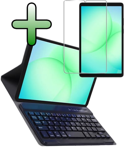 Hoes Geschikt voor Samsung Galaxy Tab A11 - Met Screenprotector - Toetsenbord Case - Keyboard Book Cover - Hoesje - Goud