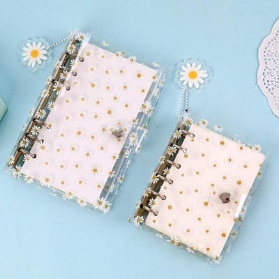 A7 schattige Daisy spiraalband notitieboek agenda omslag met opbergzak Kawaii transparant schooldagboek dagboek planner briefpapier A7
