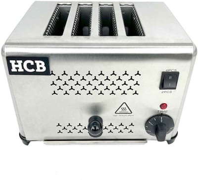 HCB® - Professionele Horeca Broodrooster - 4 sneden - 230V - RVS / INOX - 21x31x22 cm (DxBxH) - 5 kg - 9455