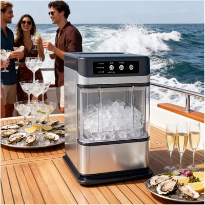 IJsmachine - Nugget ijs - Dranken koelen - Snel ijs maken - 17kg per dag - Zilver