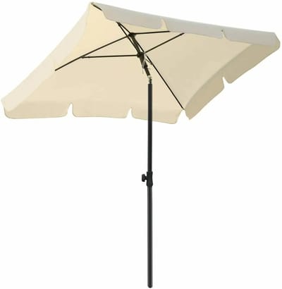 DIMICO - Parasol waterdicht - Parasols - Tuinparasol 200x125cm - Creme wit - UV-bescherming - Compact rechthoekig - Stalen frame
