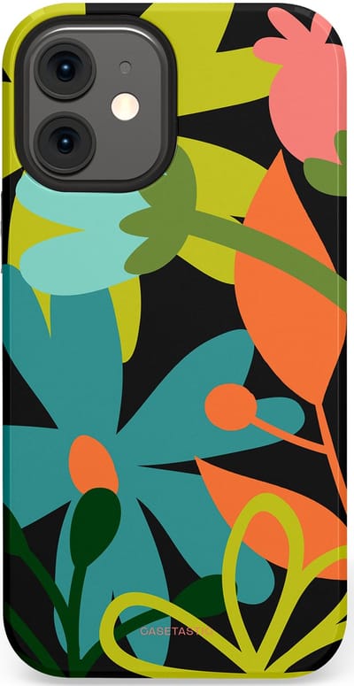 Casetastic Hoesje Geschikt voor Apple iPhone 12 Mini - Stijlvolle Beschermende Duo-layer Case - Botanisch Feest
