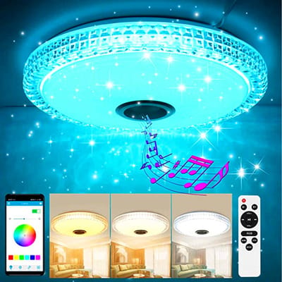 Seastone - LED Plafondlamp met bluetooth speaker- Plafonniere - App functie- RGB Kleuren- Afstandsbediening - 36W- Slaapkamer- Woonkamer- Kinderkamer - Lichtsterkte instelbaar- Nachtlamp - LED verlichting - 30 cm