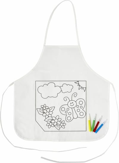 Kliederschort/ knutselschort/ kinderschort - inkleurbaar - vlinder - 64 x 43 cm - incl. 4 stiften