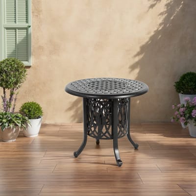 MIVRAY Bistrotafel Voor Buiten Met Ijsemmer Van Aluminium Voor Tuin En Terras Bruin 55 X 49 Cm
