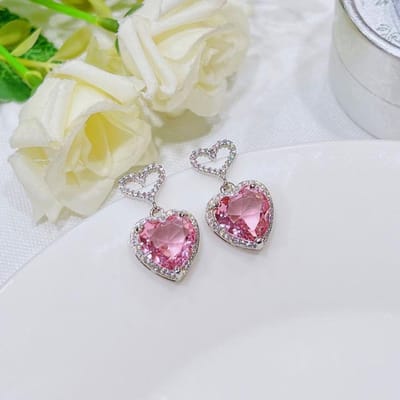 100 % Massief 925 Sterling Zilver Roze Topaas Druppel Oorbel Vrouwen Trendy Aros Mujer Oreja Roze Diamant Orecchini Edelsteen Bizuteria roze