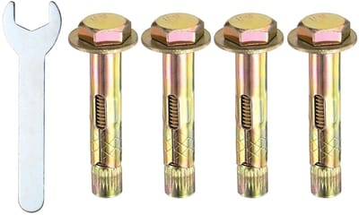 4 Stuks Hex Expansieschroeven M10 x 60mm, Gekleurd Gegalvaniseerd Staal, Corrosiebestendig voor Betonnen Muren en Bakstenen