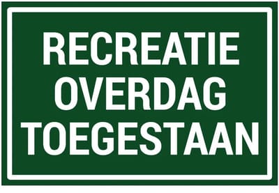 Recreatie overdag toegestaan bord | gecoat dibond materiaal | 45 x 30 cm