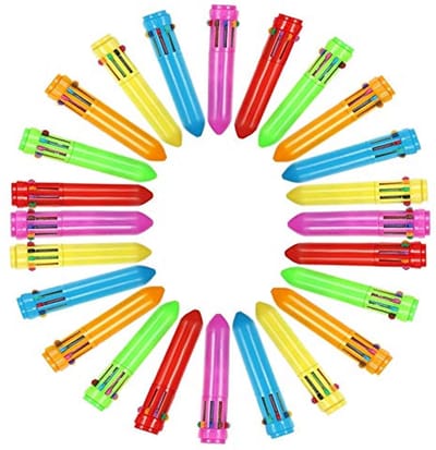 Dailygoods- Balpen Set van 10 Kleuren - Intrekbare Balpen - 24 Stuks - Kunststof - 0,5 mm Punt - Perfect voor Notities - Kleurpotloden