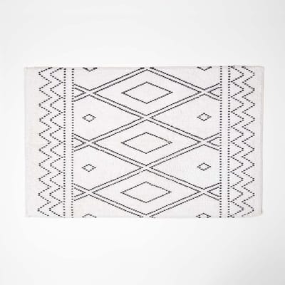Homescapes badmat boho-stijl zwart en wit, 50 x 80 cm - katoenen badmat