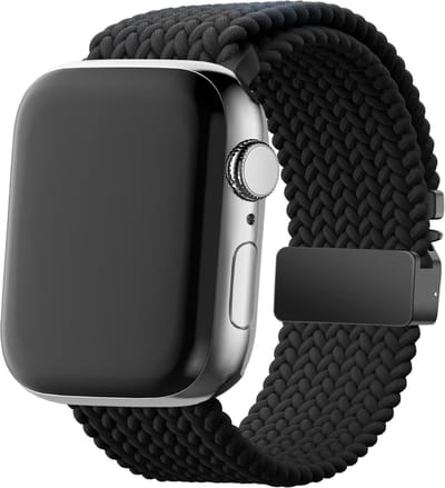 Bandz Gevlochten nylon band met Parachute sluiting - geschikt voor Apple Watch Series 1/2/3/4/5/6/7/8/9/10/11/SE/SE2/SE3 - iWatch nylon bandje voor kleine maten: 38mm/40mm/41mm/42mm (zwart)