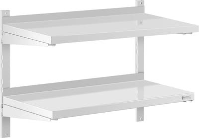 Wandrek van roestvrij staal - 2 planken - 80 x 40 cm - Royal Catering