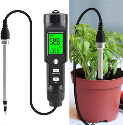Bodemmeter - EC meter - Planten verzorgen - Nauwkeurige metingen - 30 x 5 x 5 cm - Zwart